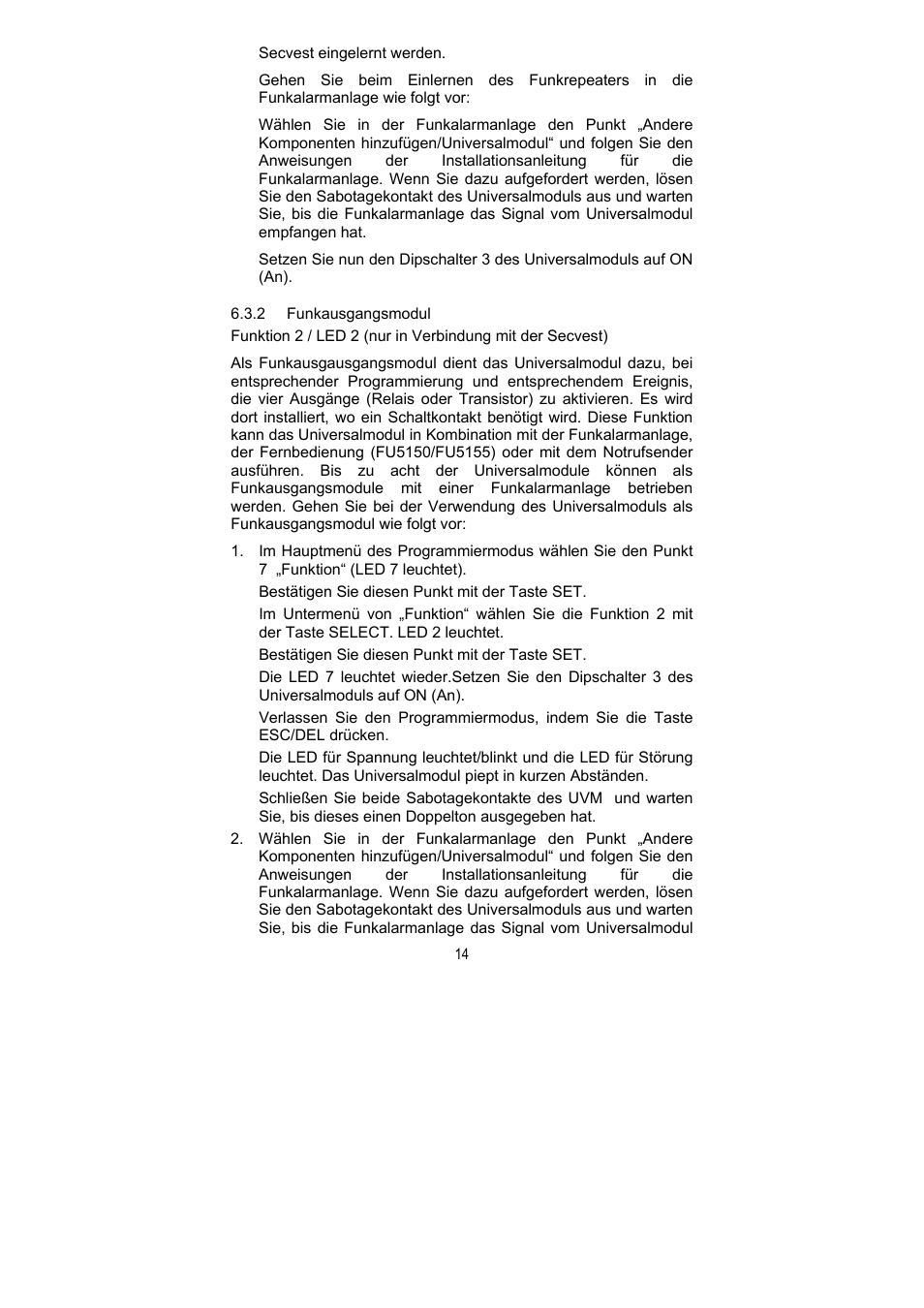 ABUS FU8211 Secvest 2WAY Wireless Universal Module User Manual | Page 14 / 220