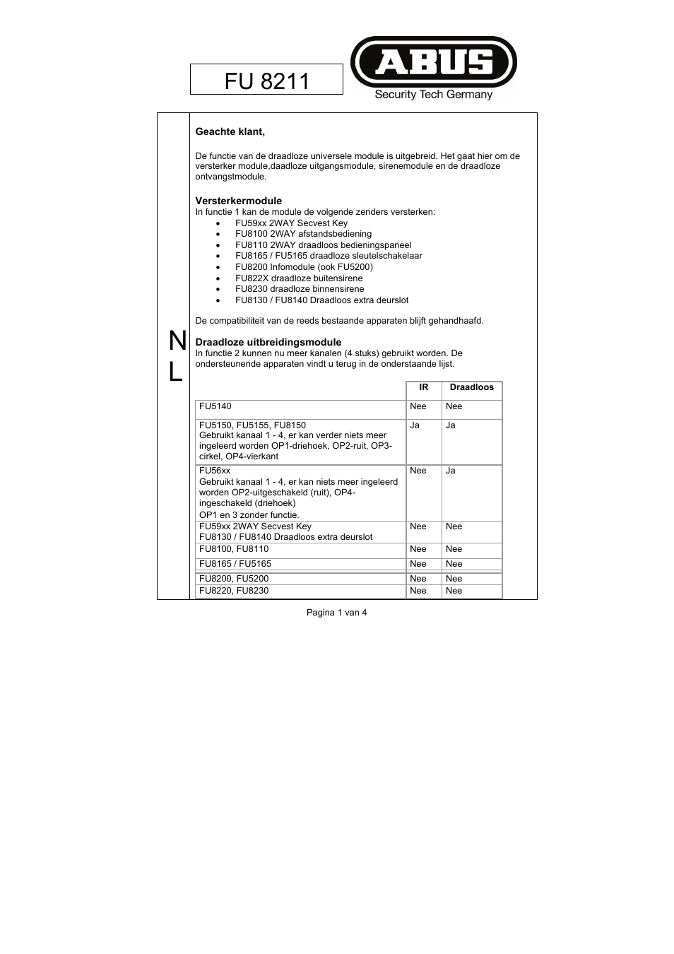 Fu 821 1 | ABUS FU8211 Secvest 2WAY Wireless Universal Module User Manual | Page 153 / 220