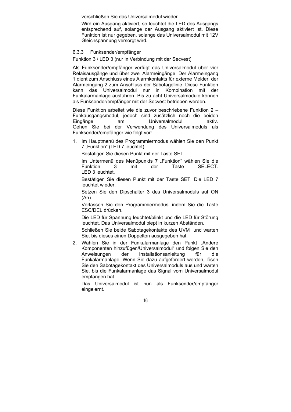 ABUS FU8211 Secvest 2WAY Wireless Universal Module User Manual | Page 16 / 220