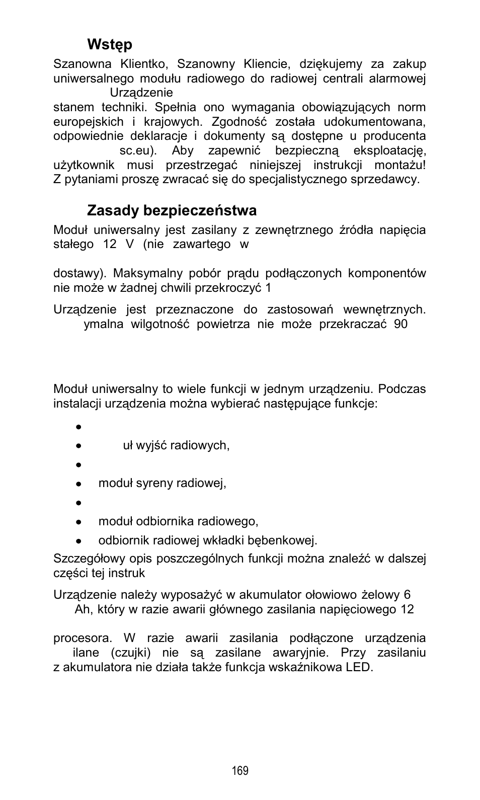 Wstęp, Zasady bezpieczeństwa, Charakterystyka | ABUS FU8211 Secvest 2WAY Wireless Universal Module User Manual | Page 189 / 220