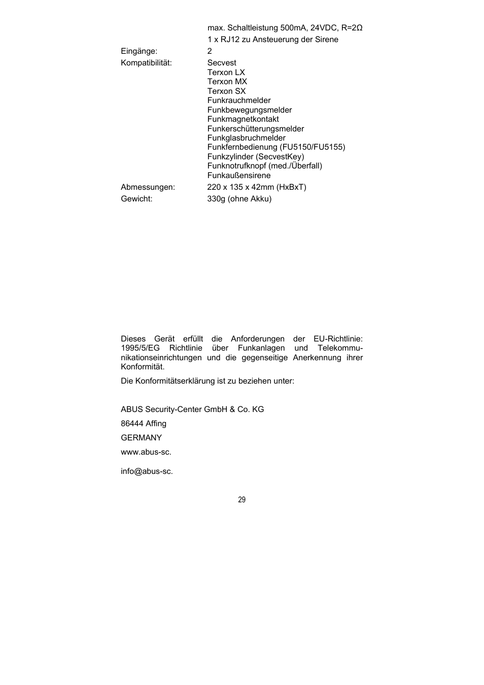 ABUS FU8211 Secvest 2WAY Wireless Universal Module User Manual | Page 29 / 220