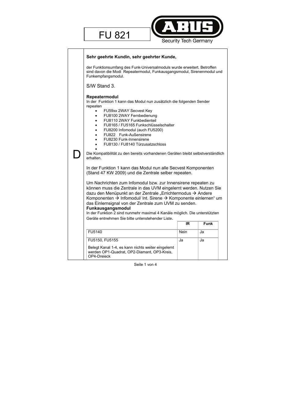 Fu 8211 | ABUS FU8211 Secvest 2WAY Wireless Universal Module User Manual | Page 30 / 220
