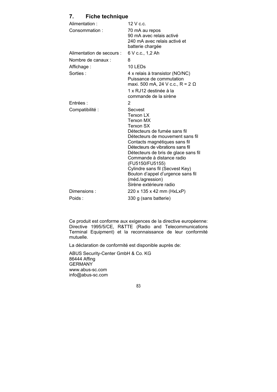 ABUS FU8211 Secvest 2WAY Wireless Universal Module User Manual | Page 91 / 220