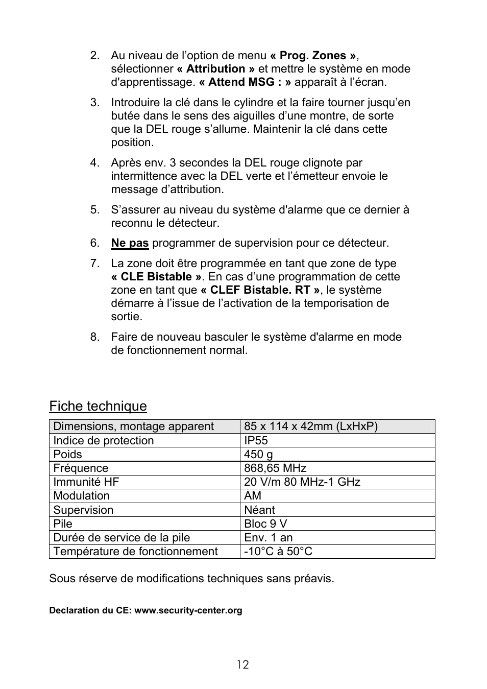 ABUS FU9075 Privest Wireless Key Switch User Manual | Page 12 / 24