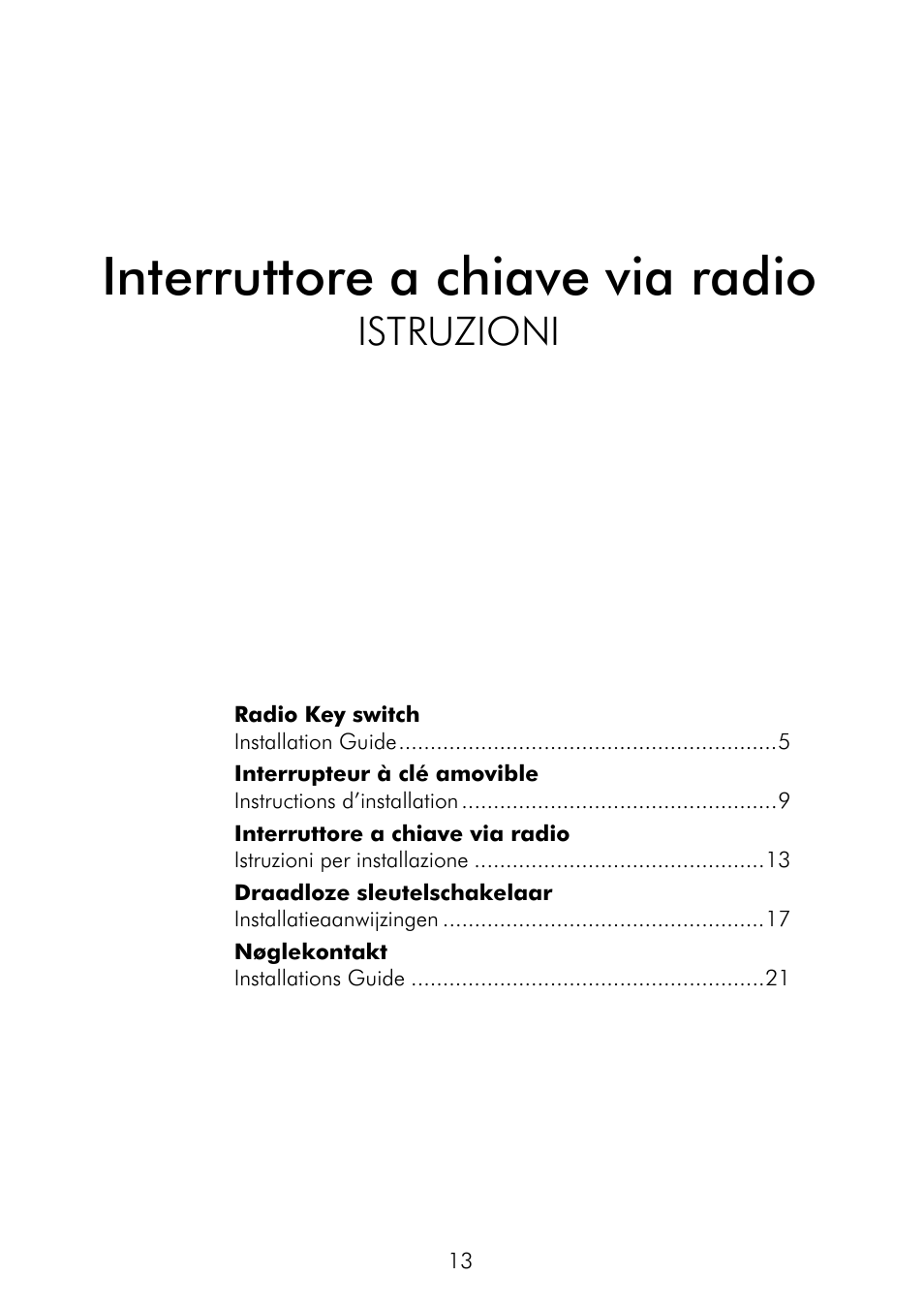 Interruttore a chiave via radio, Istruzioni | ABUS FU9075 Privest Wireless Key Switch User Manual | Page 13 / 24