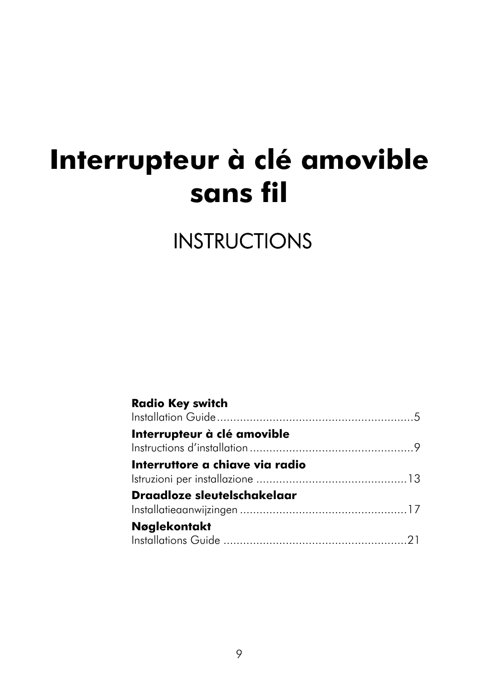 Interrupteur à clé amovible sans fil, Instructions | ABUS FU9075 Privest Wireless Key Switch User Manual | Page 9 / 24