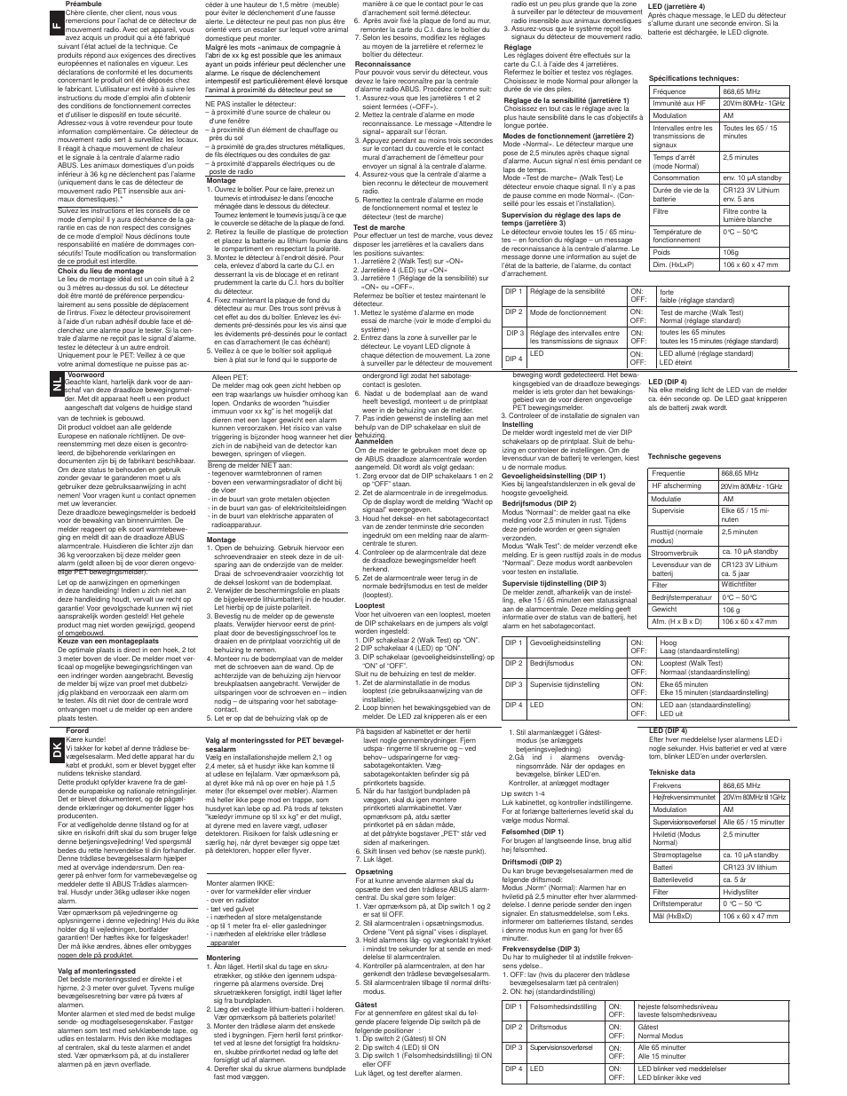 Fd k n l | ABUS FU9015 Privest Wireless Motion Detector User Manual | Page 2 / 2