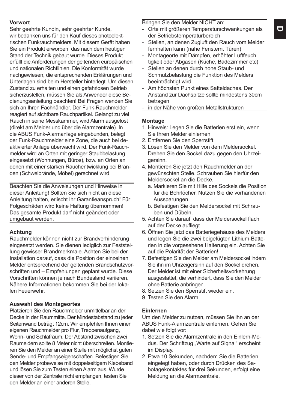 ABUS FU9035 Privest Wireless Smoke Detector User Manual | Page 3 / 12