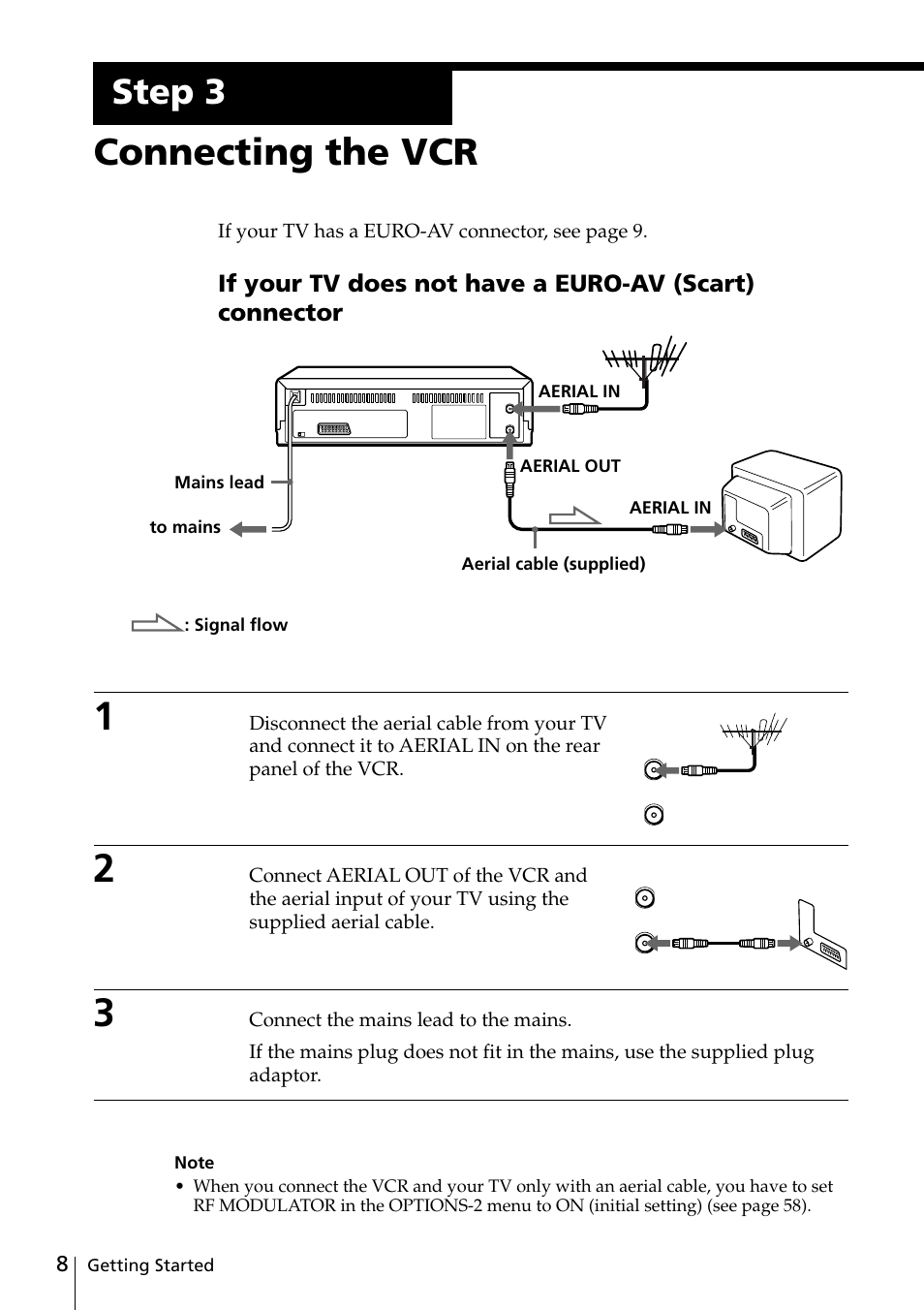 Connecting the vcr, Step 3 | Sony SLV-SE20UX User Manual | Page 8 / 72