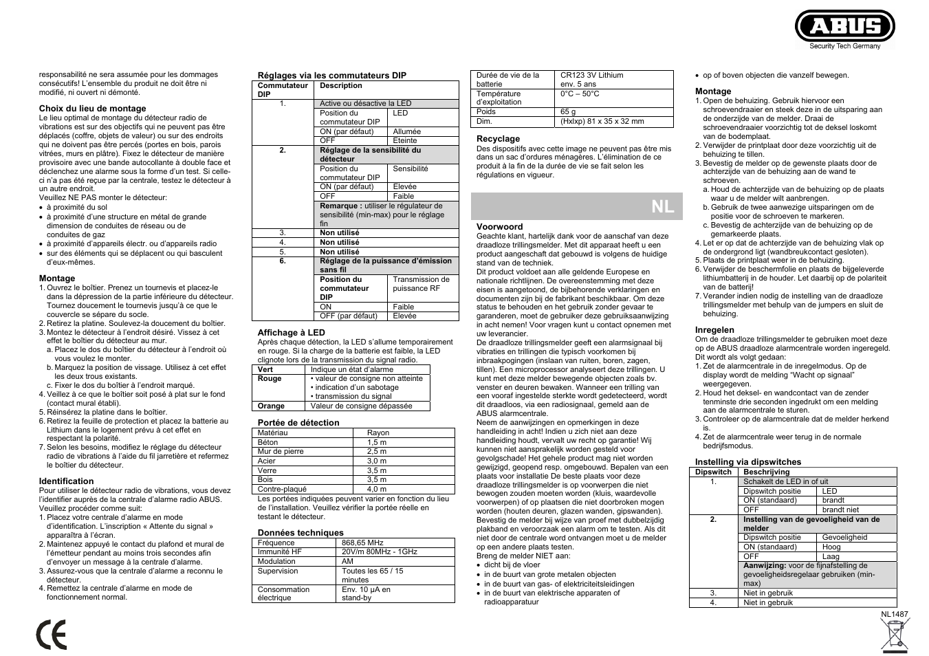 ABUS FU9050 Privest Wireless Vibration Detector User Manual | Page 3 / 4