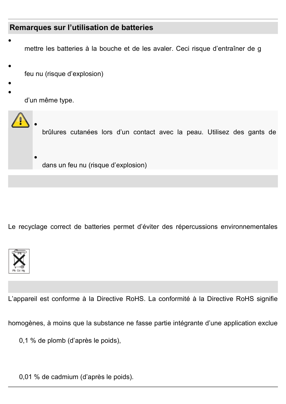 Nettoyage, élimination, Remarques sur l’utilisation de batteries, Remarque importante sur le recyclage de batteries | Remarque sur la directive européenne rohs | ABUS HSRM11000 Smoke Detector, Lithium User Manual | Page 26 / 51