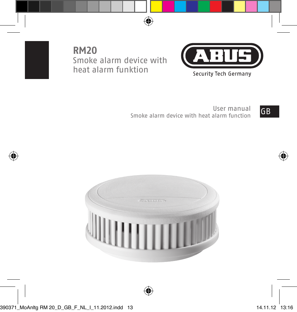 Rm20, Smoke alarm device with heat alarm funktion | ABUS HSRM30000 Smoke and Heat Detector User Manual | Page 13 / 64