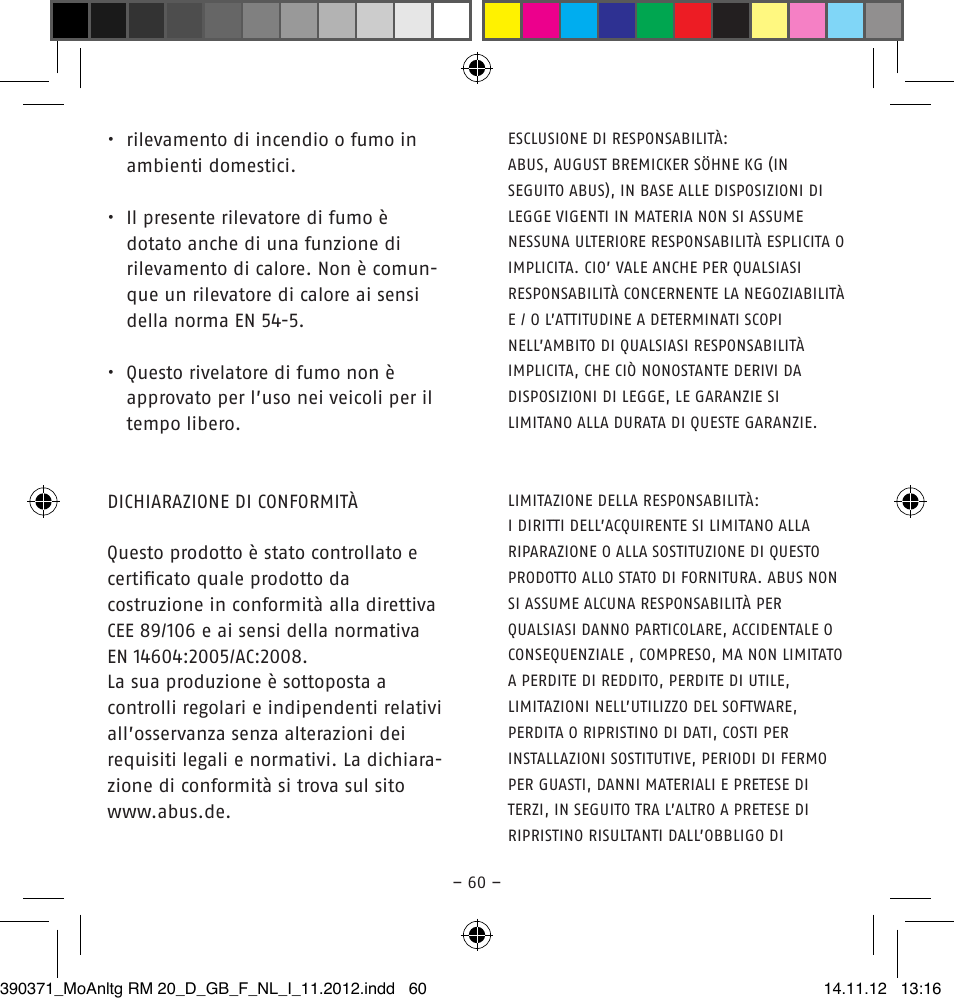 ABUS HSRM30000 Smoke and Heat Detector User Manual | Page 60 / 64
