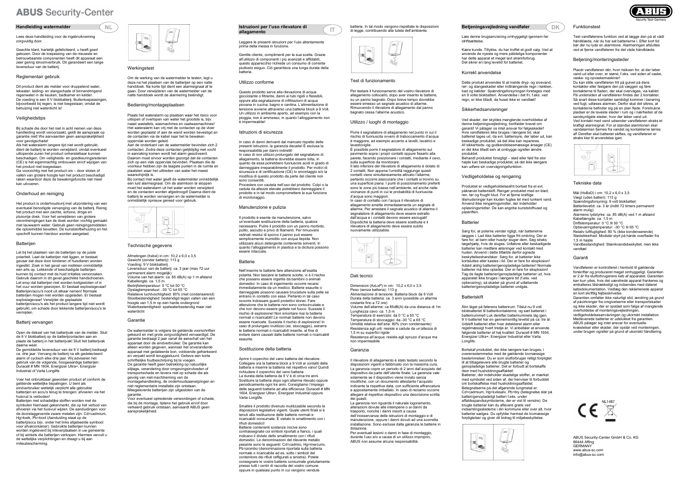 ABUS HSWM10000 Flood Detector User Manual | Page 2 / 2