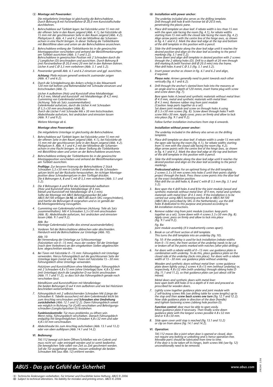 Abus - das gute gefühl der sicherheit | ABUS TAS 112 User Manual | Page 6 / 8