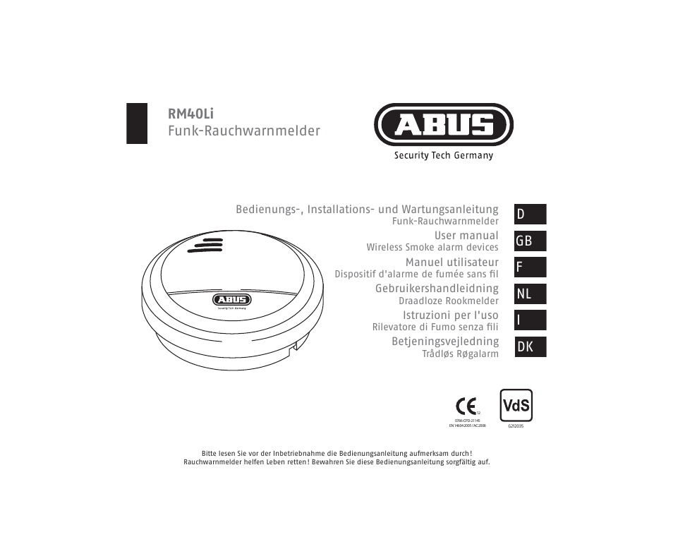 ABUS RM40Li VdS Smoke Detector User Manual | 120 pages