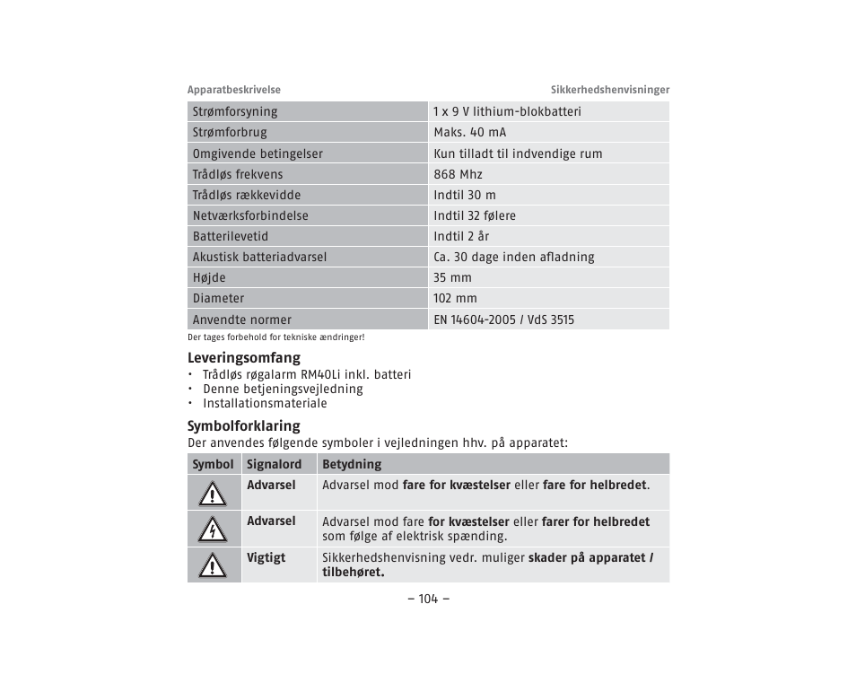 ABUS RM40Li VdS Smoke Detector User Manual | Page 104 / 120