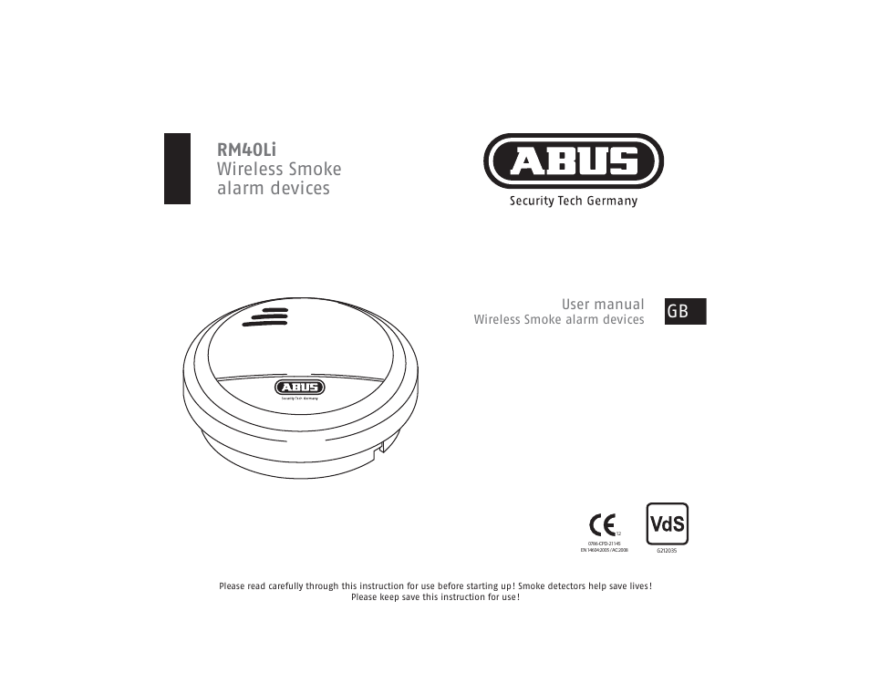 Rm40li wireless smoke alarm devices, User manual | ABUS RM40Li VdS Smoke Detector User Manual | Page 21 / 120