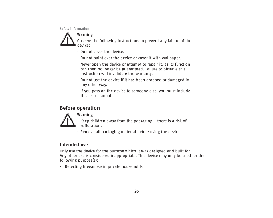 Before operation | ABUS RM40Li VdS Smoke Detector User Manual | Page 26 / 120