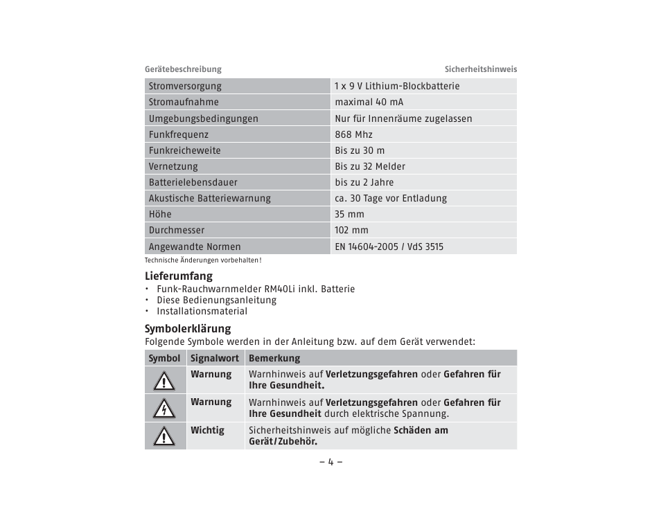 ABUS RM40Li VdS Smoke Detector User Manual | Page 4 / 120