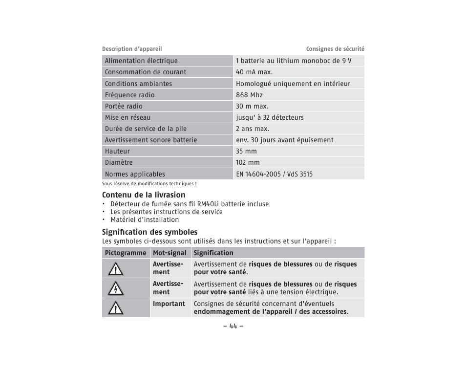 ABUS RM40Li VdS Smoke Detector User Manual | Page 44 / 120