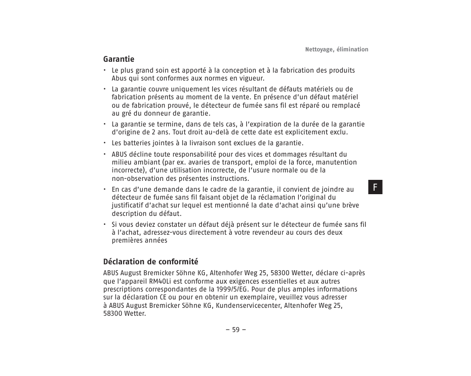 ABUS RM40Li VdS Smoke Detector User Manual | Page 59 / 120