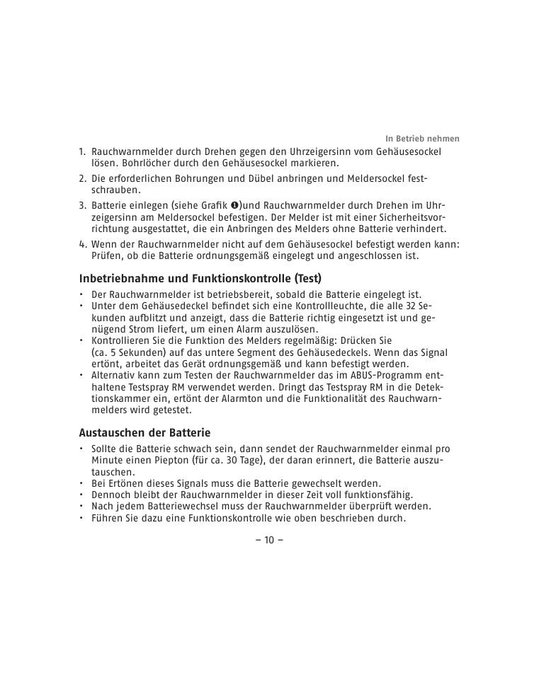 ABUS RM15 VdS Smoke Sensor User Manual | Page 10 / 80