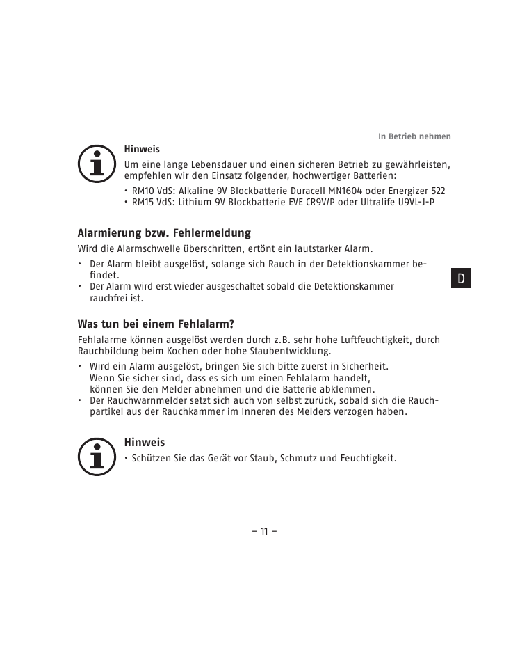 ABUS RM15 VdS Smoke Sensor User Manual | Page 11 / 80