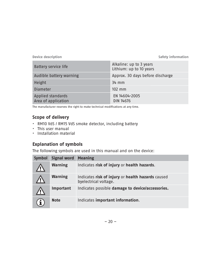 ABUS RM15 VdS Smoke Sensor User Manual | Page 20 / 80