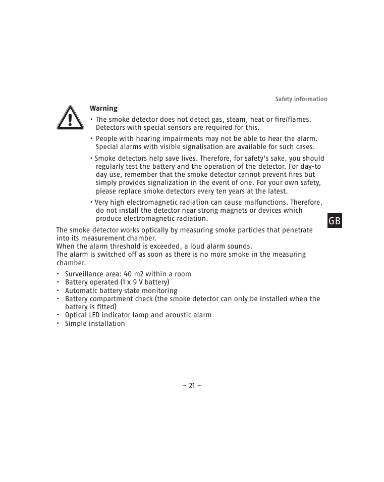 ABUS RM15 VdS Smoke Sensor User Manual | Page 21 / 80