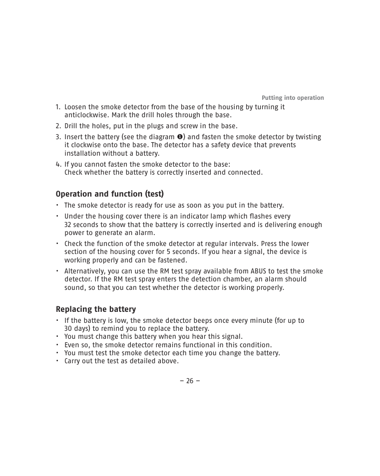 ABUS RM15 VdS Smoke Sensor User Manual | Page 26 / 80