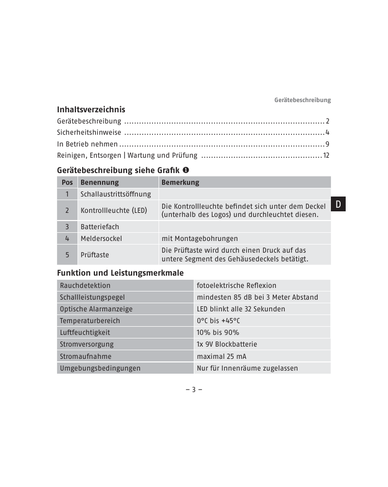 ABUS RM15 VdS Smoke Sensor User Manual | Page 3 / 80