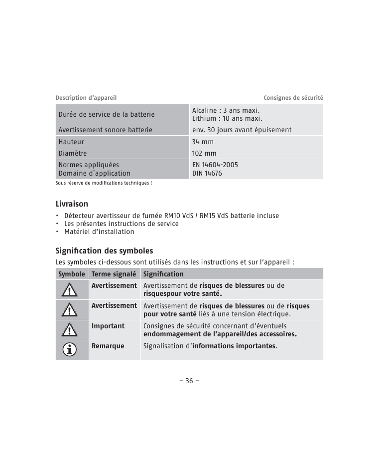 ABUS RM15 VdS Smoke Sensor User Manual | Page 36 / 80