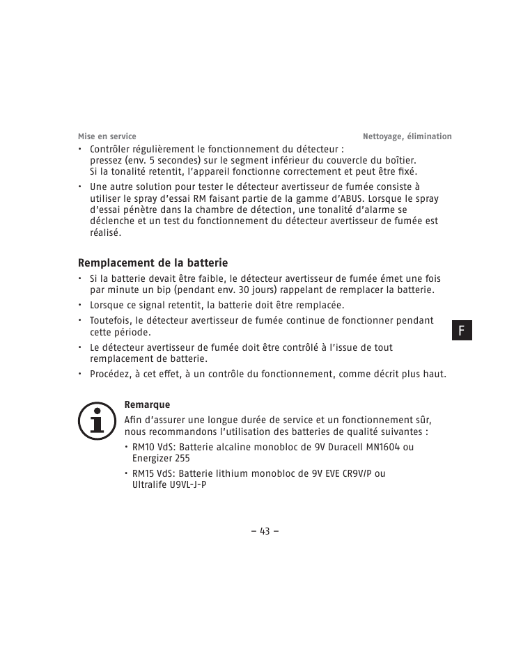 ABUS RM15 VdS Smoke Sensor User Manual | Page 43 / 80