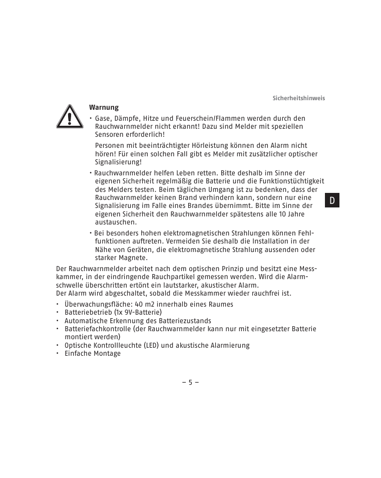 ABUS RM15 VdS Smoke Sensor User Manual | Page 5 / 80