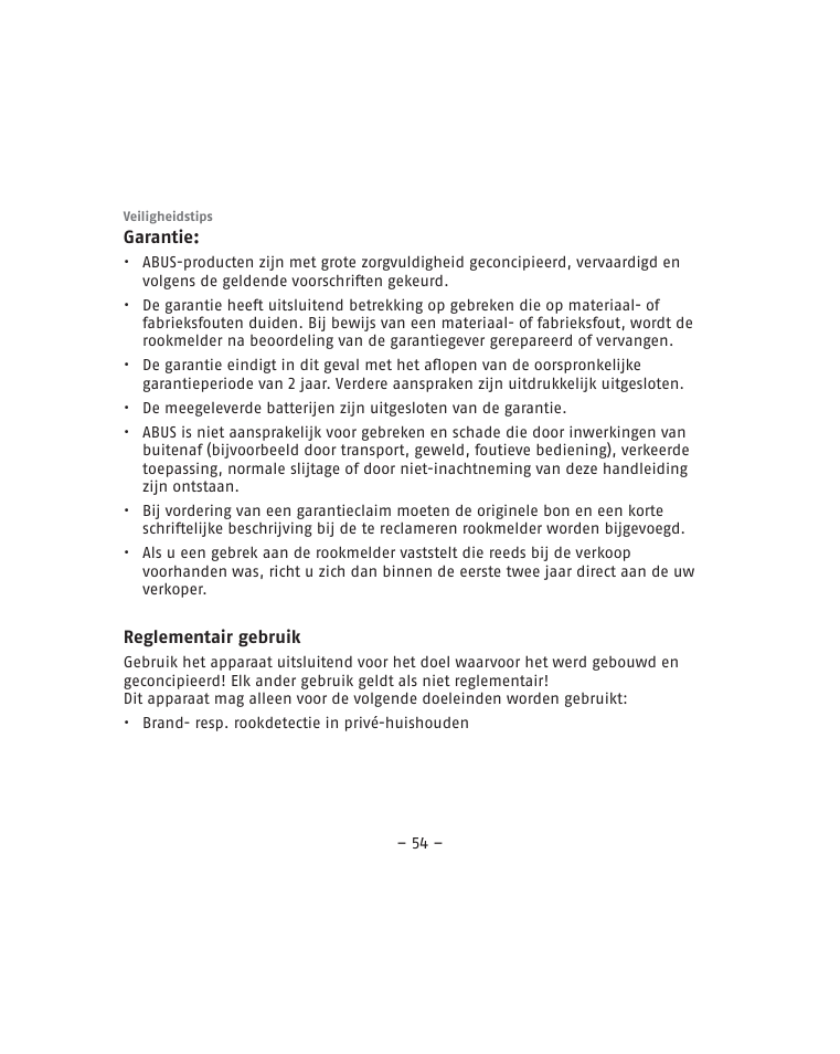 ABUS RM15 VdS Smoke Sensor User Manual | Page 54 / 80