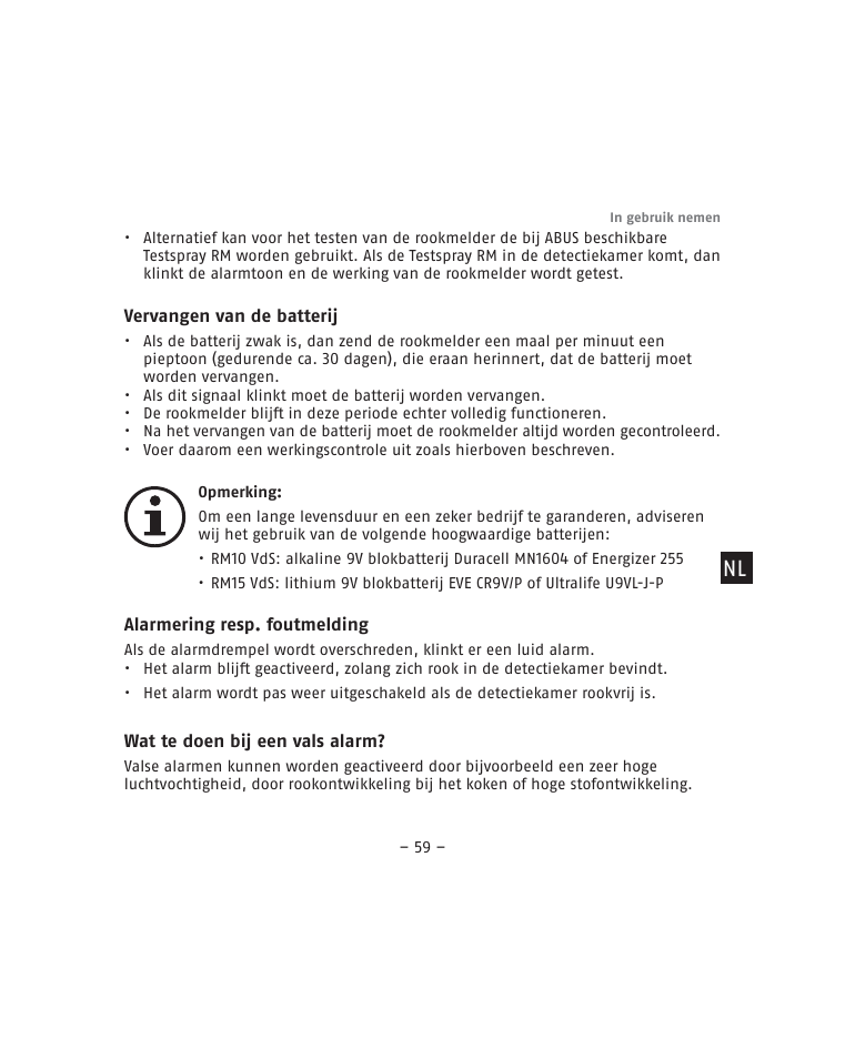 ABUS RM15 VdS Smoke Sensor User Manual | Page 59 / 80