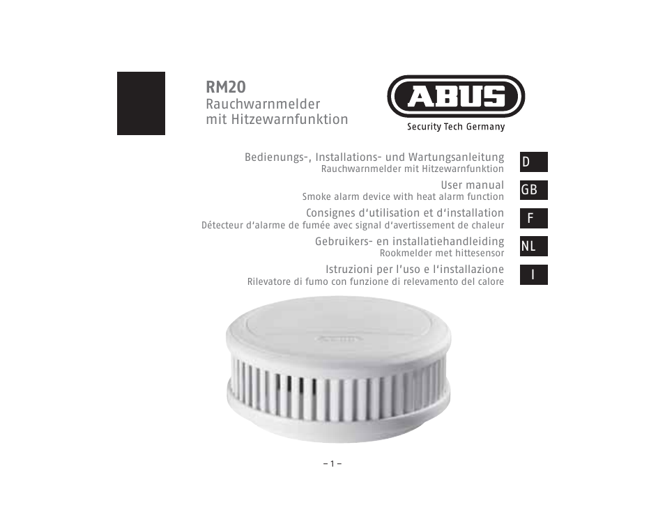 ABUS RM20 Li Smoke Sensor User Manual | 64 pages