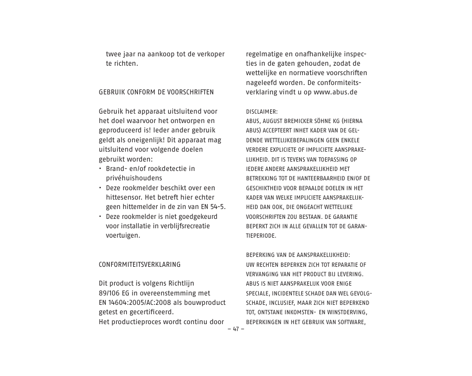 ABUS RM20 Li Smoke Sensor User Manual | Page 47 / 64