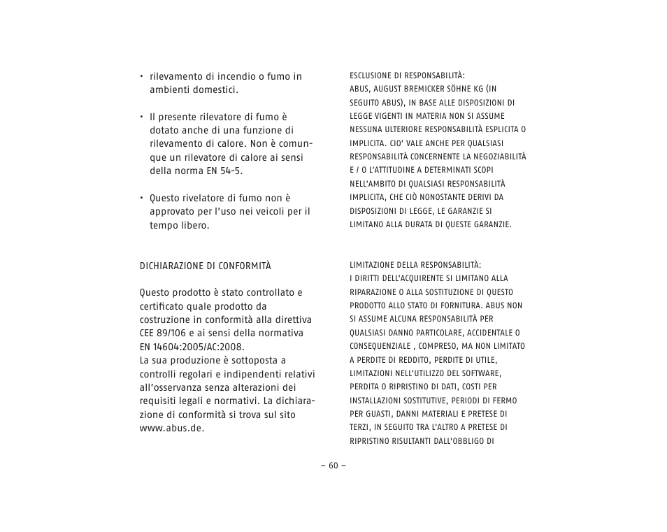 ABUS RM20 Li Smoke Sensor User Manual | Page 60 / 64