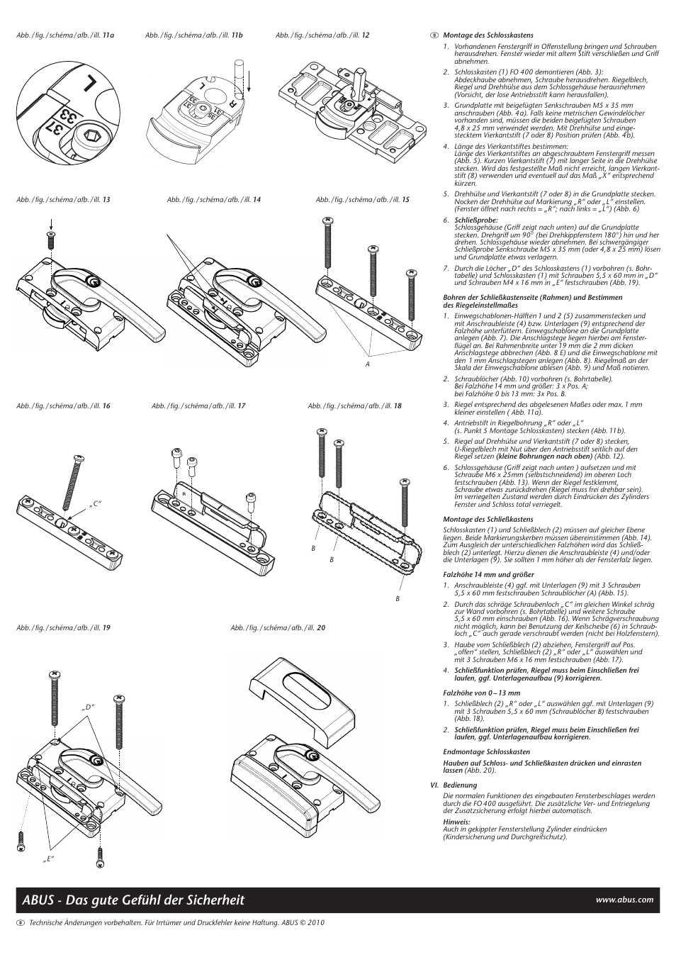 Abus - das gute gefühl der sicherheit | ABUS FO 400 User Manual | Page 5 / 7
