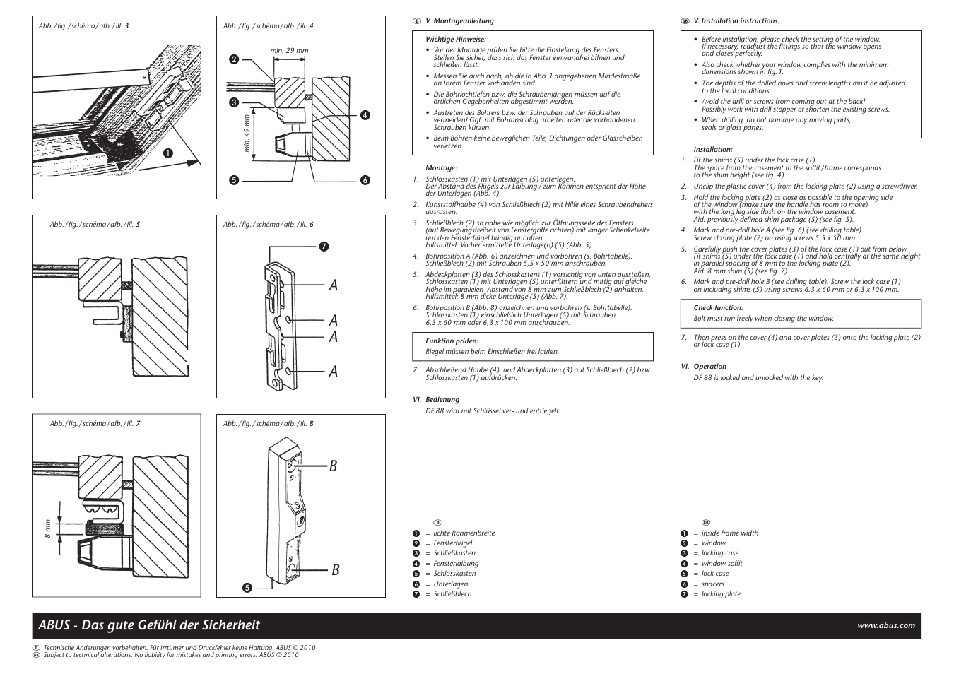 Aa a a, Abus - das gute gefühl der sicherheit | ABUS DF 88 User Manual | Page 3 / 4