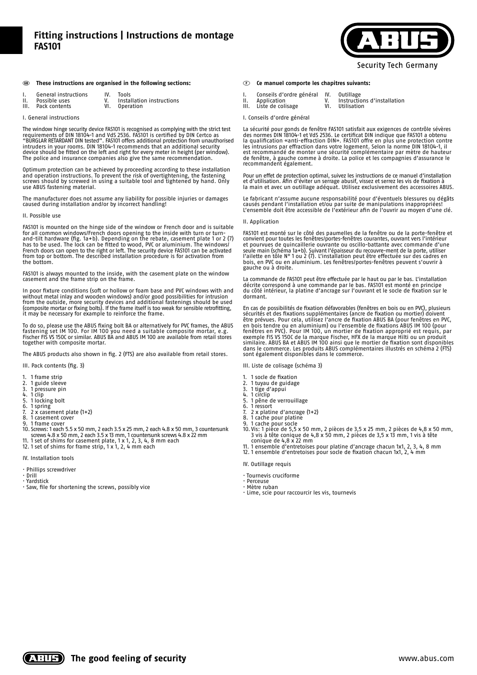 ABUS FAS 101 User Manual | Page 2 / 6