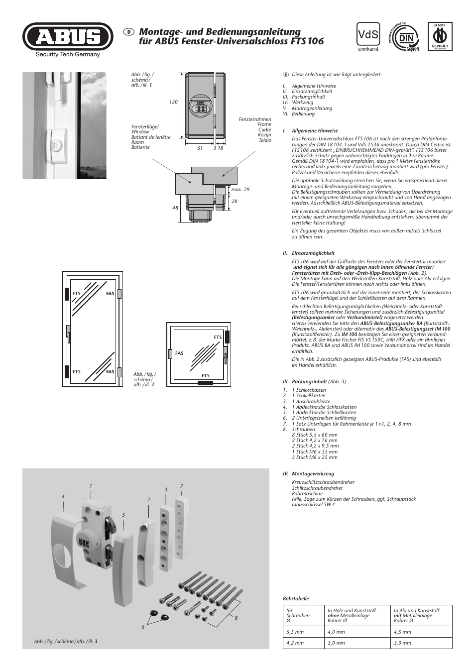 ABUS FTS 106 User Manual | 6 pages