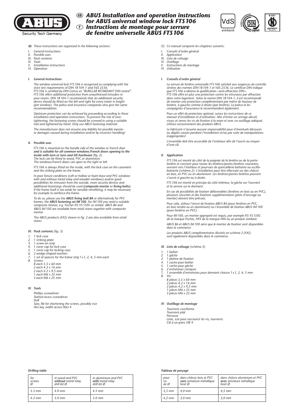 ABUS FTS 106 User Manual | Page 2 / 6
