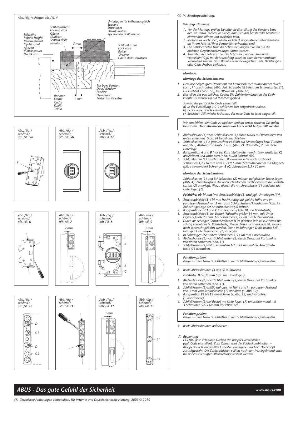 Abus - das gute gefühl der sicherheit | ABUS FTS 106 User Manual | Page 4 / 6