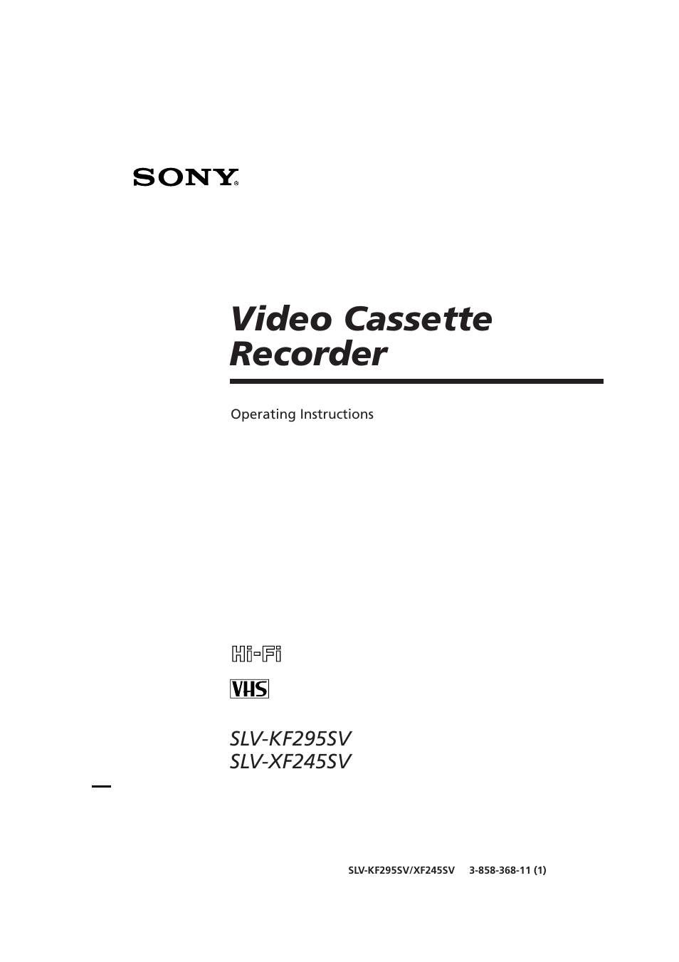 Sony SLV-KF295SV User Manual | 28 pages