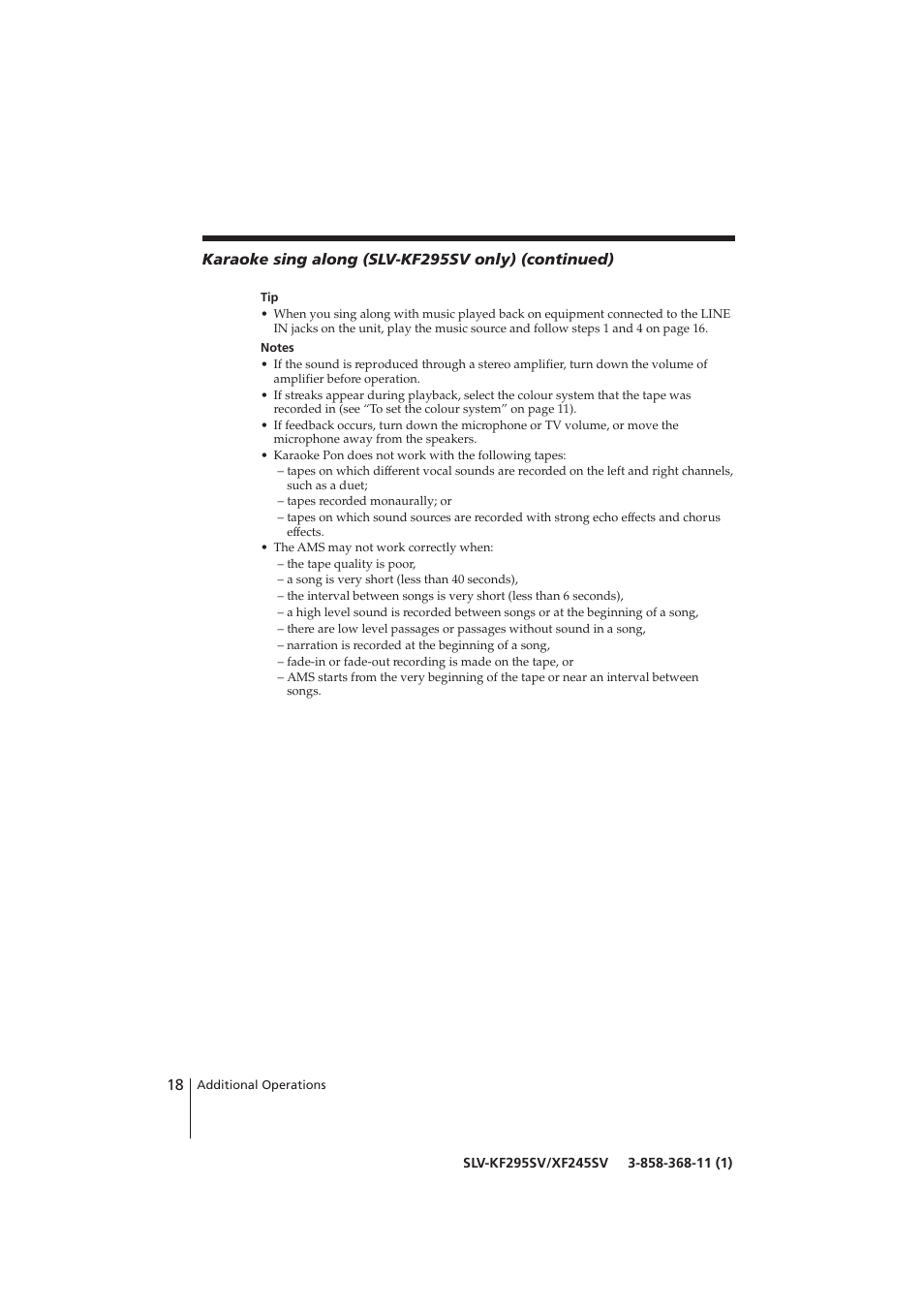 Sony SLV-KF295SV User Manual | Page 18 / 28