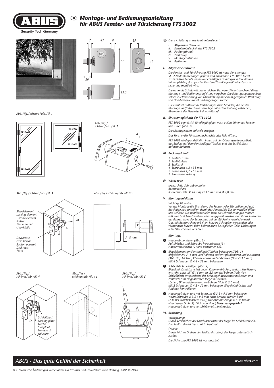 ABUS FTS 3002 User Manual | 3 pages