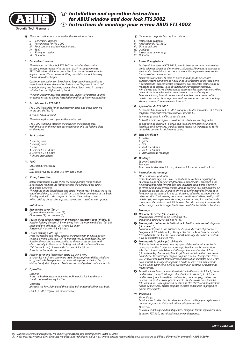 ABUS FTS 3002 User Manual | Page 2 / 3